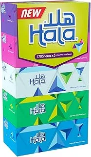 Hala Facial Tissue, Assorted, Pack of 5 boxes (170 sheets x 2 Ply)