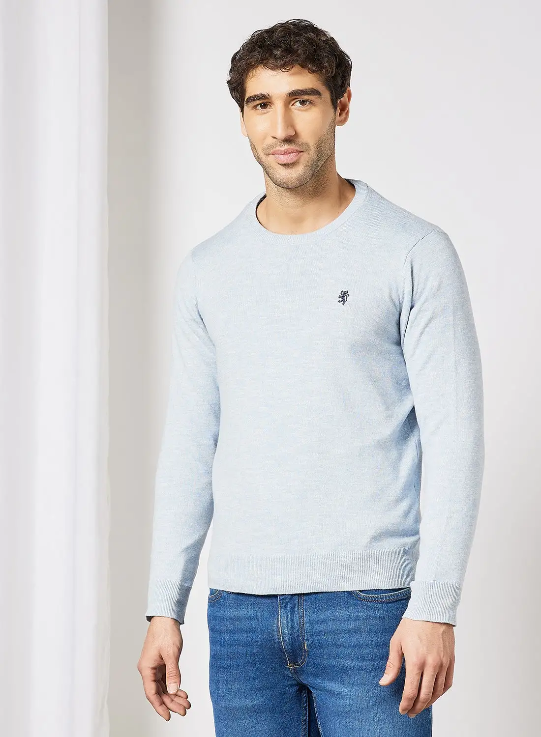 Red Tape Knitted Crew Neck Sweater Light Blue