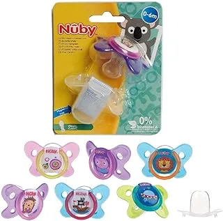 Nuby Butterfly مصاصة طعام بيضاوية لتغذية الفاكهة مع غطاء كيس بولي بروبيلين قابل لإعادة الاستخدام للرضع والأطفال الصغار ، 0-6 أشهر ، ألوان متنوعة