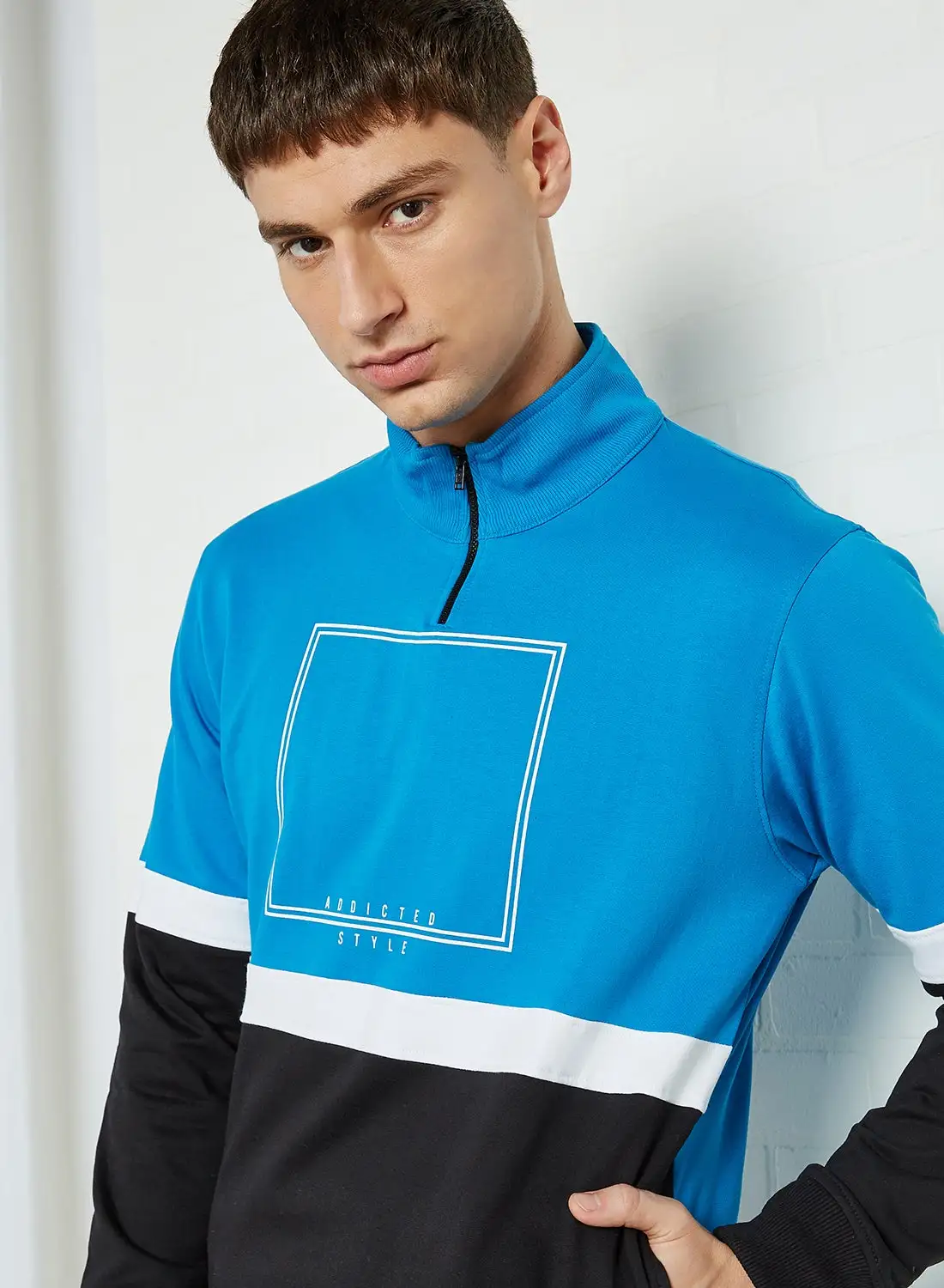 HERE&NOW Men's Colourblock Sweatshirt Blue