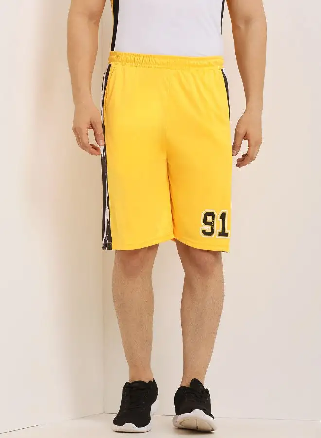 ABOF Men's Mid Rise Casual Shorts Yellow