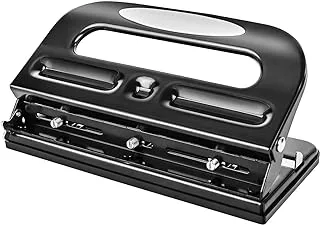 Amazon Basics 3 Hole Punch, Semi-Adjustable, 30 Sheet Capacity, Black