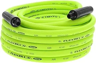 Flexzilla Air Hose, 3/8 in. x 50 ft., 1/4 MNPT Fittings, Heavy Duty, Lightweight, Hybrid, ZillaGreen - HFZ3850YW2