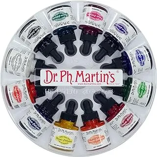 Dr. Ph. Martin's Spectralite Private Collection Liquid Acrylics (Set 1) Acrylic Paint Set, 1.0 Oz, Set 1 Colors, 1 Set Of 12 Bottles