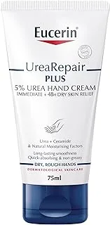 Eucerin UreaRepair Plus 5% Urea Hand Cream with Ceramides, Daily Moisture, Suitable for Mature & Diabetic, Instant 48-Hour Relief for Dry & Rough Skin, 75ml