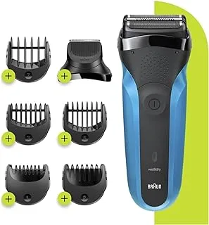 Braun Shaver 310Bt ، Series 3 Shave and Style ماكينة حلاقة كهربائية رطبة وجافة قابلة لإعادة الشحن ، Blueblack