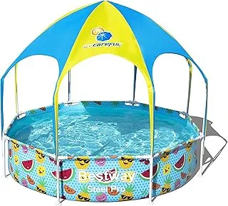 Bestway Steel Pro UV Careful Splash-in-Shade Round Above Ground Pool Set, 244 x 51 cm