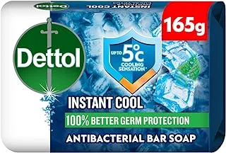 Dettol Instant Cool Anti-Bacterial Bathing Soap Bar for Up To 5 Degree Cooler Sensation, Protects Against 100 Illness Causing Germs, Menthol And Eucalyptus Fragrance, 165g