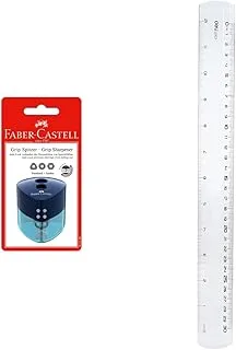 Faber-Castellgrip Sharpener Trend Double Hole,Assorted & G00312 Ruler