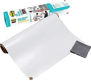 Post-it Dry Erase Whiteboard Surface 2 x 3 in (60.9 cm x 91.4 cm), 1 roll/pack | White Color | Sticker Whiteboard Film Surface for Walls, Doors, Tables and More | Removable | Easy Installation