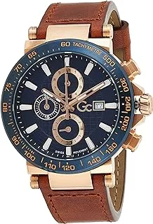 GC Mens Quartz Watch, Chronograph Display And Leather Strap - Y37002G7Mf