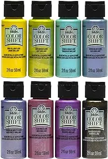 Folkart Color Shift Glossy Metallic Finish Acrylic Craft Paint Set Designed For Beginners And Artists, Non-Toxic Formula Perfect For Indoor And Outdoor Projects, 2 Oz, 8 Fl Oz