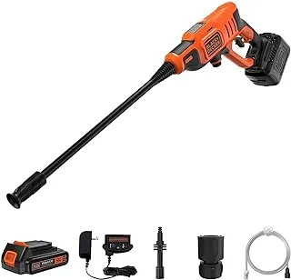 BLACK+DECKER 5-in-1 Cordless Electric Pressure Washer, POWERCONNECT Series, 18 V, 24 Bar, 2 Ah Li-Ion Battery, 1 A Charger, Orange/Black - BCPC18D1-GB