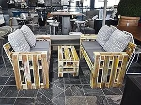 Dubai Garden Centre Balcony Pallet Sofa with Cushion and Table 3-Piece Set