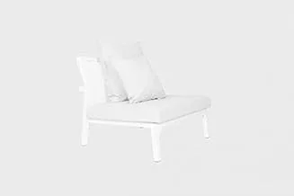 MAIORI- CLASSIQUE CENTER MODULE UNIT WITH CUSHION, BLANC FRAME GRIS CLAIR FABRIC