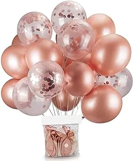 20 Pcs 12 Inch balloons Decorations Set Including Rose Gold Latex balloons and Foil Confetti Filled balloons for Party Festival Christmas Birthday Wedding Baby Shower Party Decorations Supplies