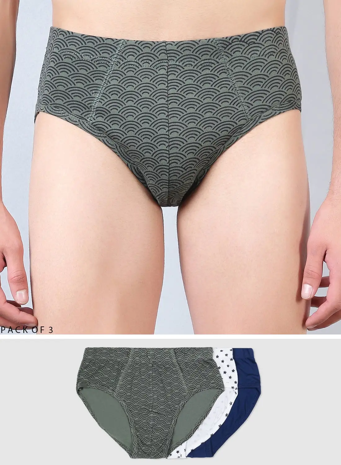 QUWA ( Pack of 3 ) Comfortable Brief Grey/White/Navy