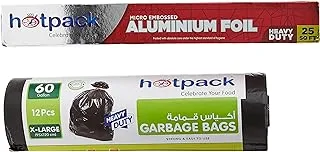 Hotpack Garbage Bag Roll, 12Pieces, 95 X 120 cm + Aluminium Foil, 25 Sq. Ft