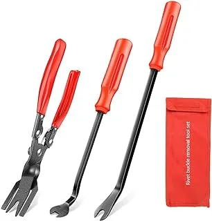 Gooacc Grc-41 3 Pcs Clip Pliers Set & Fastener Remover-Auto Upholstery Combo Repair Kit With Storage Bag For Car Door Panel Dashboard