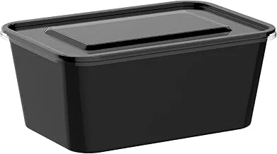 Cosmoplast 1000 ml Pack Of 10 Black Microwave Containers With Clear Lids