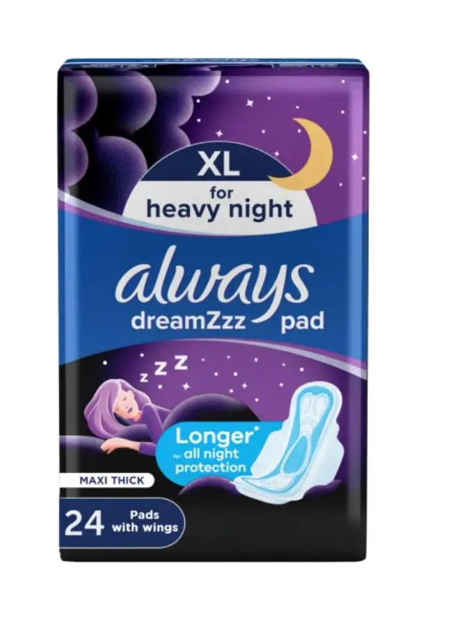 Always Clean And Dry Maxi Thick Night Sanitary Pads 24 Count