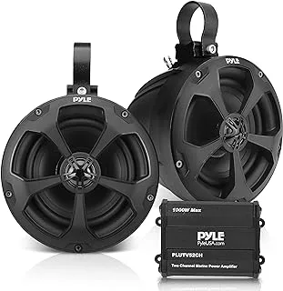 Pyle Waterproof Off-Road Speakers With Amplifier - 5.25 Inch 1000W 2-Channel Outdoor Marine Waketower Speakers Full Range For Atv Utv Quad Jeep Boat - Pyle Plutv52Ch, XLR