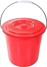 Delcasa 15Ltr Plastic Bucket With Lid Strong Handle Red 15 Liter, Multicolor Dc1640