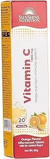 Sunshine Nutrition Vitamin C 1000 Mg Orange Flavour Effervescent 20 Tablets