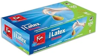 Fun Indispensable Latex Disposable Gloves With Powder, Powdered Medium Size, Pack Of 100