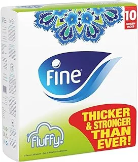 Fine Fluffy Facial Tissue, 2 Ply x 10 Nylon Pack of 200 Sheets each, Cotton Feel Tissue Suitable for All Skin Types and any event