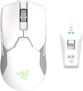 Razer Rz01-03050400-R3M1 Viper Ultimate Hyperspeed Lightest Wireless Gaming Mouse & RGB Charging Dock: أسرع تبديل فأرة الألعاب ، مستشعر بصري 20K Dpi ، إضاءة كروما - Mercury