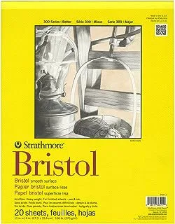 Strathmore 300 Series Bristol Smooth Paper Pad | Acid Free Paper Ensures Longevity | Heavy Weight Paper for Final Artwork | 270 GSM, 20 Sheets, 27.9 x 35.6 cm