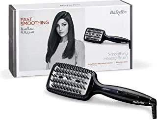 BaByliss Hair Straightening, 3d Tech Hot Brush For Versatile Styling And Smooth Results, Black Design For A Sleek, Durable Construction For Long-lasting Performance, HSB101SDE (Black)