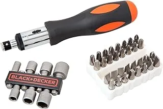 Black & Decker 40 Pieces Ratchet Screwdriver with Socket & Screwdriver Bitset in Kitbox A7062-XJ