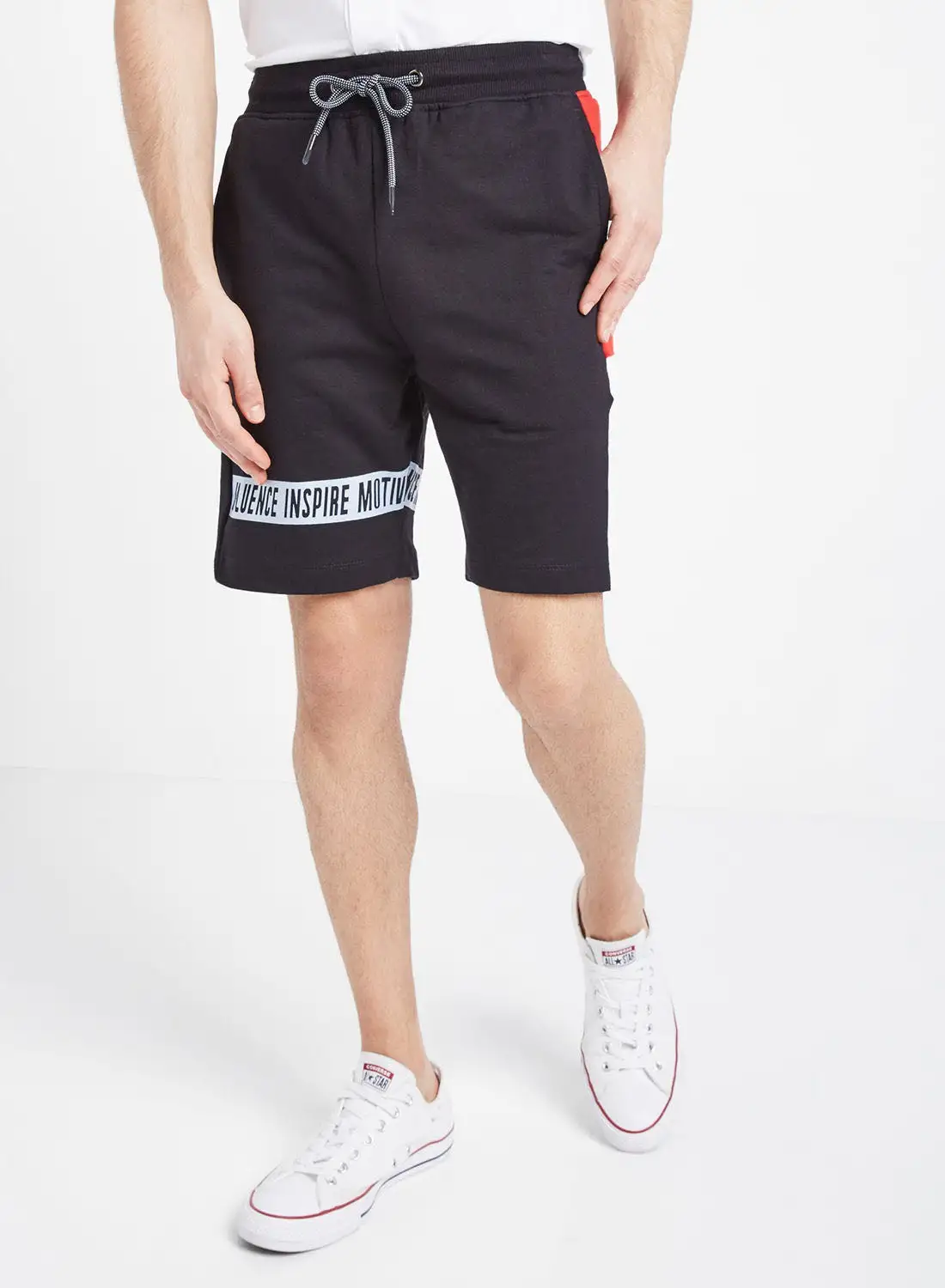 SKULT Text Graphic Shorts Black