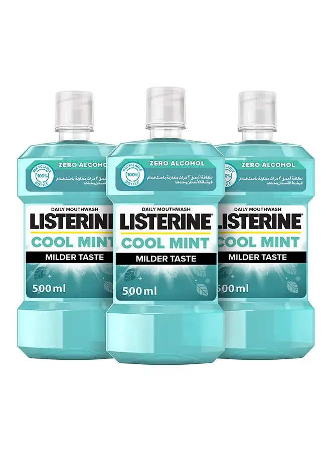 Listerine Cool Mint Flavour Daily Mouthwash Milder Taste 500ml Pack of 3