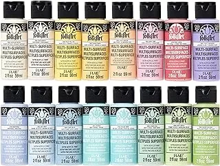 FolkArt Multi Surface Acrylic Paint Set Pastel Colors, Count, 2 Fl Oz (Pack of 16)