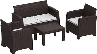 Cosmoplast Cedarattan 4 Seater Lounge Set with Cushions, Dark Brown