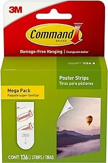 Command Poster Hanging Strips, 136-Strips, Decorate Damage-Free