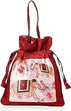 Swayam Faux Silk Draw String Closure Bag, Red, Gut08