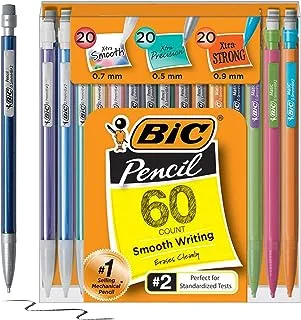 Bic Mechanical Pencil Variety Pack, Number 2 Pencils With Erasers, Fine Point (0.5mm), Medium (0.7mm) And Thick (0.9mm), 60 Count, Bulk For School Or Work