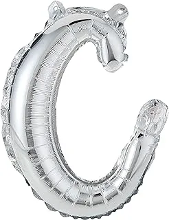 The Party Popper Script Letterc' Foil Balloon, Silver