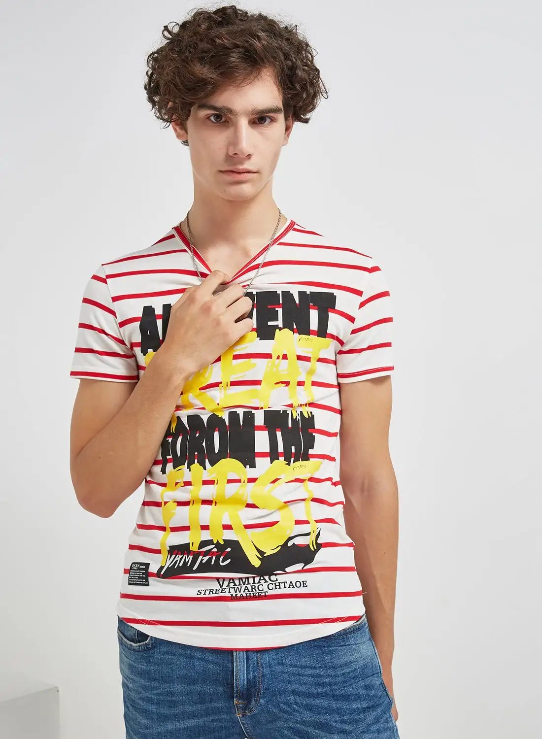 Generic Printed Short Sleeve T-Shirt Red