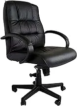 Mahmayi Atvor 708 Low Back PU Leather Ergonomic Computer Desk Chair with Thick Padded Armrest & Lumbar Support for Home & Office, Large Seat Executive Chair, Black