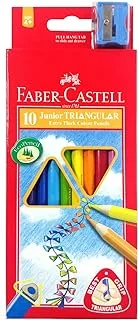 Faber Castell Junior Triangular Colour Pencils 10 Colour In A Cardboard Box, Multicolor