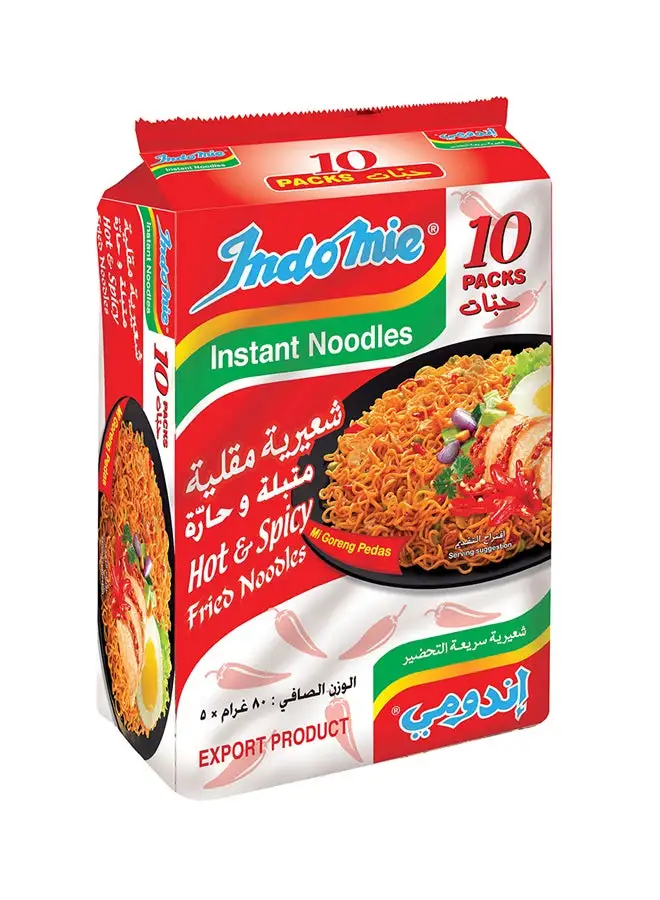 Indomie Hot And Spicy Instant Fried Noodles 80grams Pack of 10