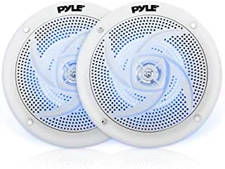 Pyle Marine Speakers - 5.25 Inch 2 Way Waterproof And Weather Resistant Outdoor Audio Stereo Sound System With Led Lights, 180 Watt Power And Low Profile Slim Style - 1 Pair - Plmrs53Wl