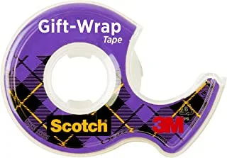 Scotch Giftwrap Tape on a Dispenser 3/4 x 650 in (19mm x 16.5m), 1 roll/dispenser | Clear Tape | Satin-Finish | To Use on Gift Wrapping Paper| Smooth| Scotch Tape | Tape Dispenser