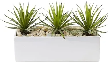 Nearly Natural Mini Agave Artificial Plant in Rectangular Ceramic