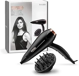 BaByliss DC Motor Hair Dryer, 2200W 3 Heat & 2 Speed Settings With Cool Shot Button, Ionic Technology For Frizz Free Hair, Comfortable Lightweight Black Design With Diffuser, D570SDE (Black)